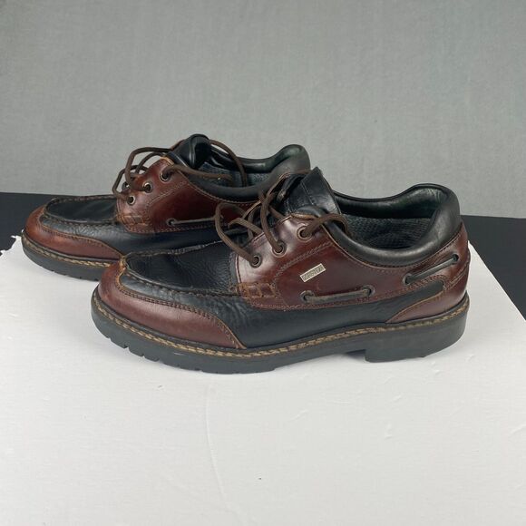 Johnston & Murphy Other - Johnston & Murphy Boat Loafer Shoes Men's 9 M Brown black Leather 3 Eye Lug Moc